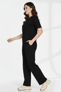 Zivame 2 Mile Fashion Knit Cotton Loungewear Set - Black Beauty — thumbnail 5